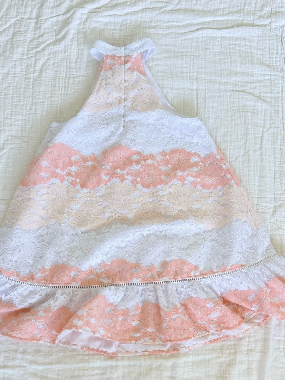 👗 Janie and Jack Peach and White Lace Halter Sundress